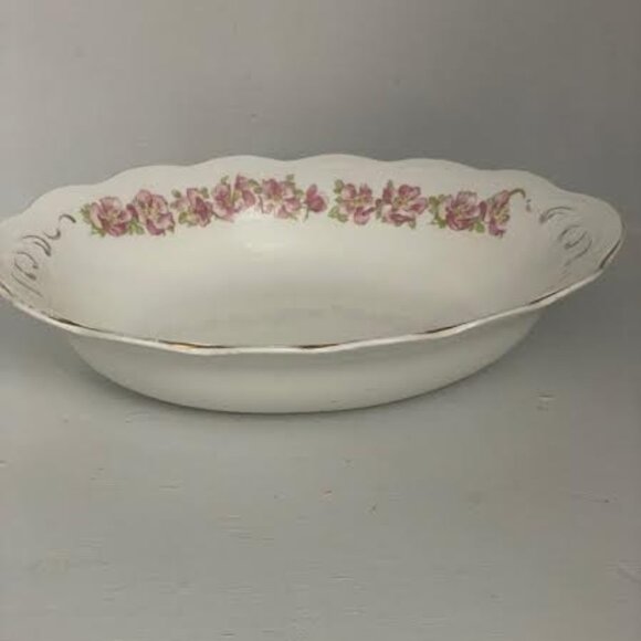 Johnson Brothers Pink Floral Oval Platter, Vintage Serveware Embossed Edging Mad - Picture 7 of 9
